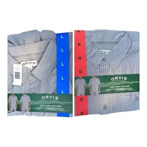 Orvis Light Gray Short Sleeve Tech Shirt UPF30 L or M